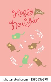 It's the New Year's card material of 2020/the fashionable design of the illustration of a mouse.