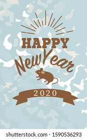 It's the New Year's card material of 2020/the fashionable design of the illustration of a mouse.