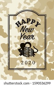 It's the New Year's card material of 2020/the fashionable design of the illustration of a mouse.