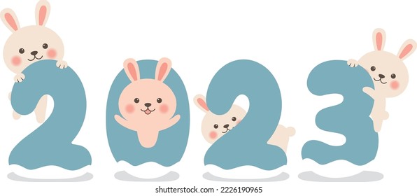 New Year's card material 2023 rabbit illustration