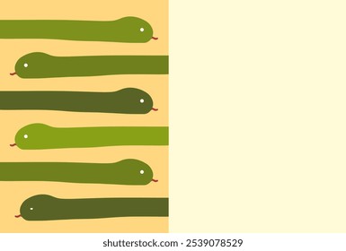 New Year's card material for 2025 with a rough illustration of snakes lined up