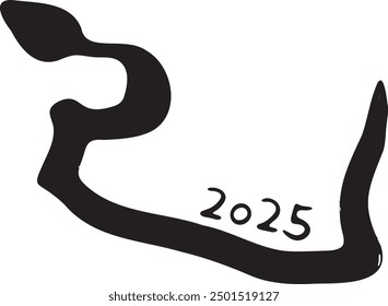 New Year's card material, handwritten Snake Year design letters, monochrome