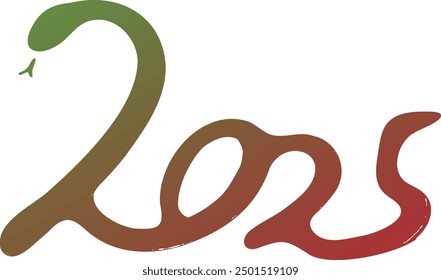 New Year's card material, illustration of the Year of the Snake written by hand