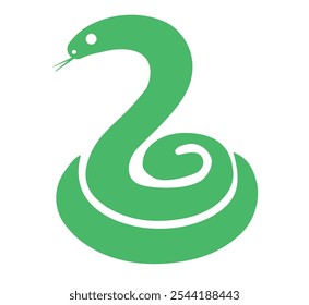 Material do cartão de Ano Novo: ícone de serpente enrolado simples, ilustração, zodíaco, ano de serpente 2025