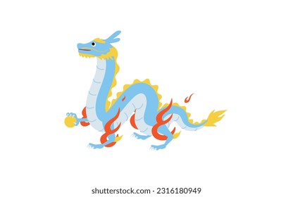 New Year's card material for the year of the dragon 2024, dragon walking on four legs, no line, Vector Illustration