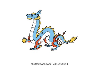 New Year's card material for the year of the dragon 2024, dragon walking on four legs, Vector Illustration