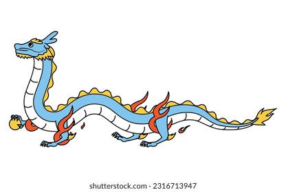 New Year's card material for the year of the dragon 2024, dragon walking on four legs, Vector Illustration