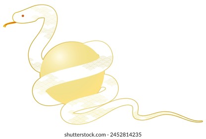 New Year's card material for the year of the snake 2025, Snake holding a jewel, Vector Illustration