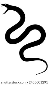New Year's card material for the year of the snake 2025, silhouette of a snake with fangs, Vector Illustration
