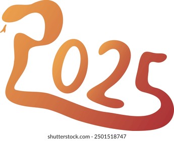 New Year's card material, Year of the Snake 2025, emoji written with a brush