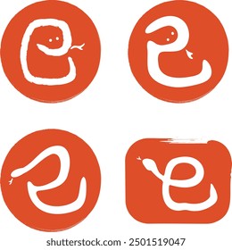 Material de la tarjeta del año Nuevo, conjunto de emoji escrito a mano del año de la serpiente
