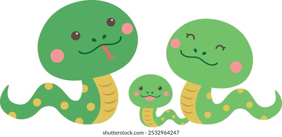 Ano Novo material do cartão Ano da cobra Cute serpente pai e criança ilustração