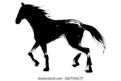 New Year's card material for the year 2026, walking horse, Vector Illustration