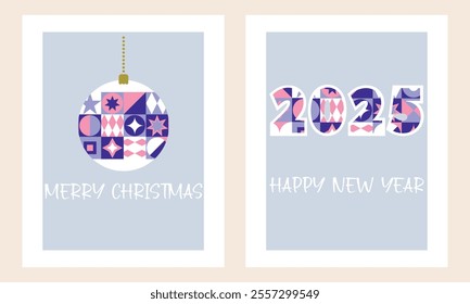 New Year's card. Merry Christmas and Happy New Year. Holiday cards. Abstraction
