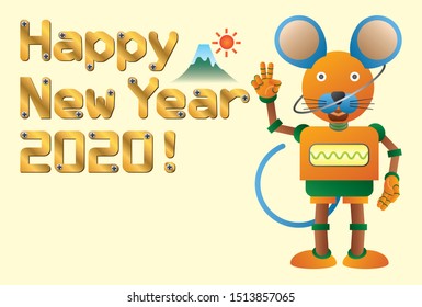 New Year's card for a mouse-type robot. (landscape mode)
