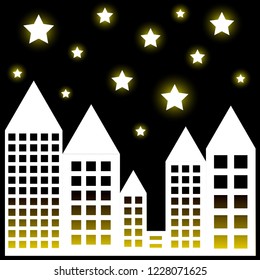 new year's card of the night city with stars