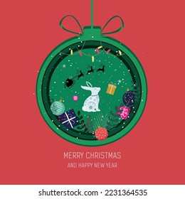 New Year's card with a rabbit