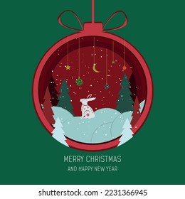 Neujahrskarte mit Kaninchen