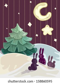 New Year's card with rabbits