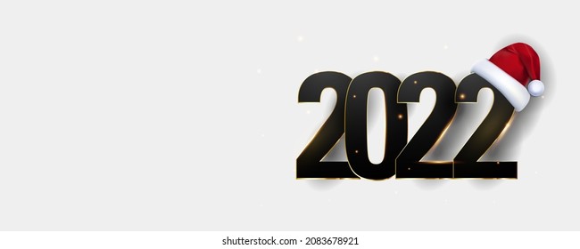New Year's card with a Santa Claus hat on the numbers 2022 on white. Free space for writing your text. The concept of the New Year. The calendar page turns over and the new year begins.