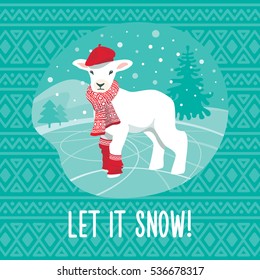 New Year's card with sheep 