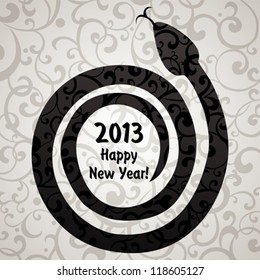 New year's card with snake. Vector Illustration