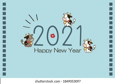 A New Year's card template in a cow year in 2021  Simply  Pretty.