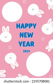 New Year's card template with cute rabbit characters