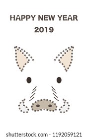 New Year's card template on boar's face
