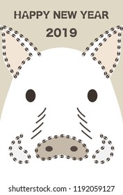 New Year's card template on boar's face
