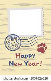 Plantilla de la tarjeta de Año Nuevo para el Año del Tigre (con espacio para fotos)