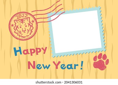 New Year's card template for Year of the Tiger (with photo space)
