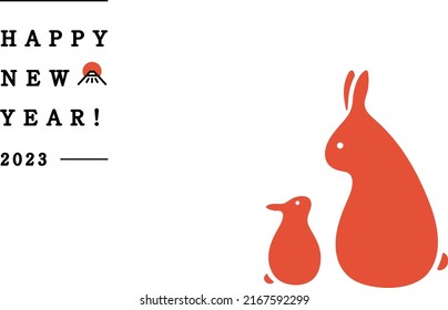 New Year's card template for the year 2023, the year of the rabbit.
This is a simple illustration of a rabbit, the Japanese zodiac sign for this year.
