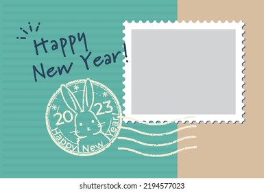 New Year's card template for the Year of the Rabbit (with photo space)