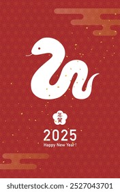 Plantilla de la tarjeta del año Nuevo para el año de la serpiente con el fondo del patrón del estilo japonés.
japanease carácter “nenga” es Año Nuevo