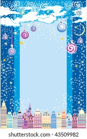 New year's card with town