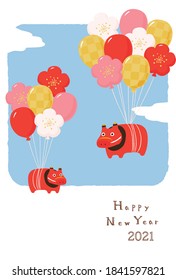 New Year's card for the year of Ox