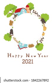 New Year's card for the year of Ox. 2021 new year's card.