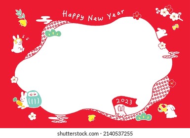 New Year's card of the year of rabbit with photo frame.