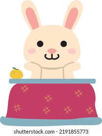 New Year's card for the year of the rabbit in 2023, illustration of a cute rabbit. Zodiac illustration. New Year in Japan.