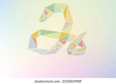 New Year's card for the year of the snake in 2025, polygonal snake in the shape of the character "mi", Vector Illustration