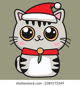 New years cat kawaii vector
