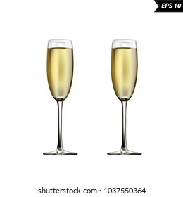 New Year's champagne glasses in vector on a white background.