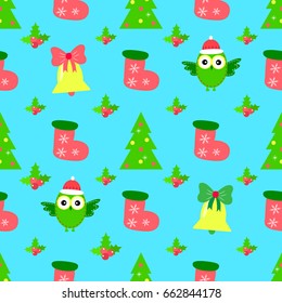New Year's children seamless vector pattern