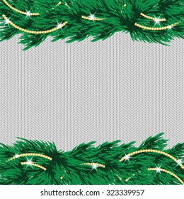 New Year's and Christmas background with place for your text.Christmas tree on the knitted background