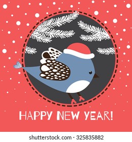New Year's or Christmas card with character.