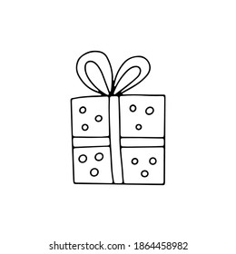 New Year's, Christmas, a gift with a ribbon and a bow, polka dots