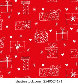 New Year's Christmas gifts pattern of gifts for New Year, Christmas and other holiday. Background postcard for birthday, christmas, new year