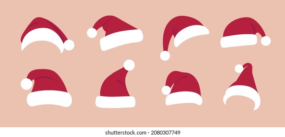 sombrero de navidad de Año Nuevo. Sombrero de Papá Noel. Vector