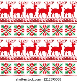New Year's Christmas pattern pixel vector illustration